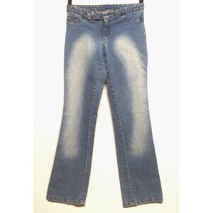 VTG LE DONNE jeans boot cut Flare distressed BRAZIL Sz 9/10 stretch fade accents